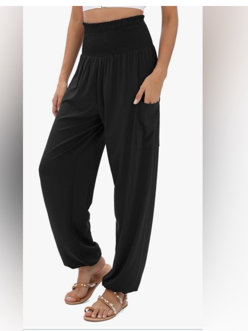 QIANXIZHAN Women's Medium Harem Pants, High Waist